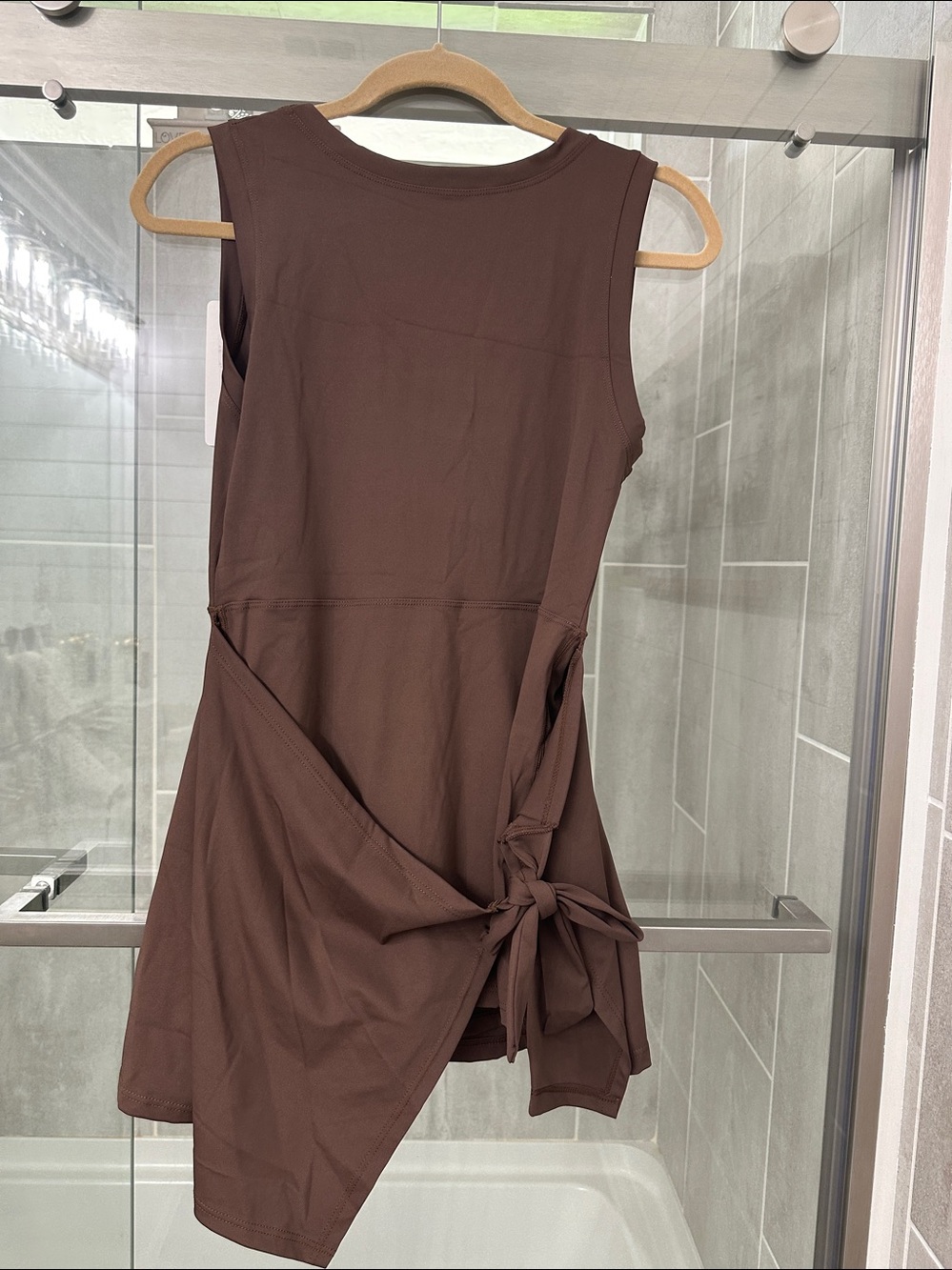 NEW ALO Yoga Brown Sleeveless Skater Dress with Side Tie - Picture 4 of 4